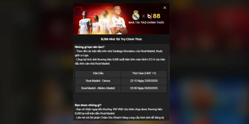Nội dung sự kiện BJ88 nhà tài trợ chính thức Real Madrid